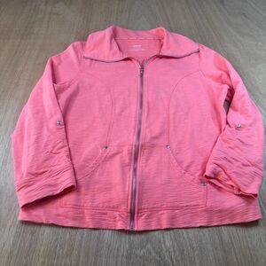 Lizwear Womens XL Coral Zip Up Jacket Cotton Casual Lounge Layer